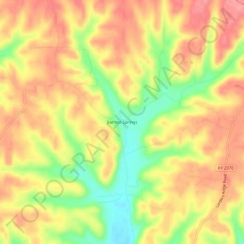 Mapa topográfico Barnett Springs, altitud, relieve