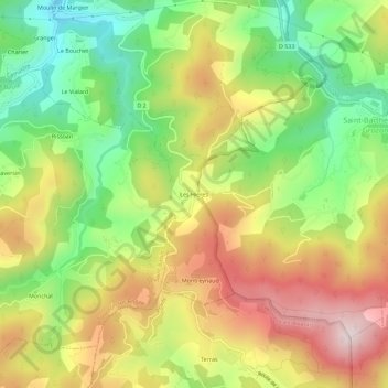 Mapa topográfico Les Hieres, altitud, relieve