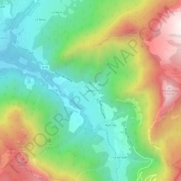 Mapa topográfico Usillon, altitud, relieve