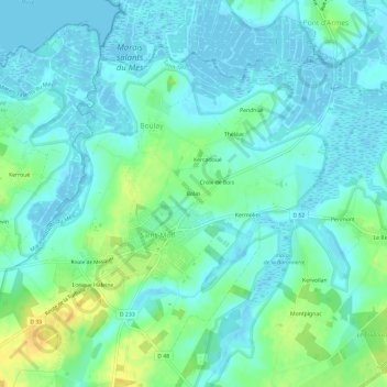 Mapa topográfico Bolas, altitud, relieve