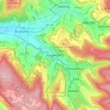Mapa topográfico Frauendorf, altitud, relieve