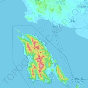 Mapa topográfico เกาะช้าง, altitud, relieve