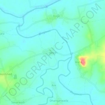 Mapa topográfico Beed, altitud, relieve