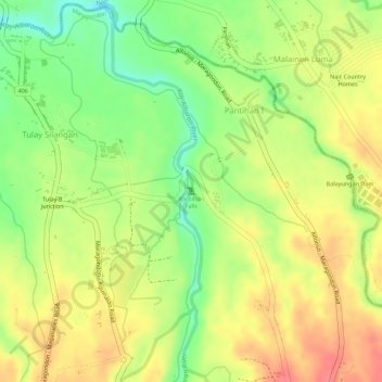 Mapa topográfico Pantihan Falls, altitud, relieve