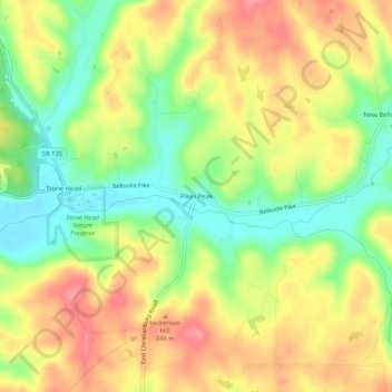 Mapa topográfico Pikes Peak, altitud, relieve