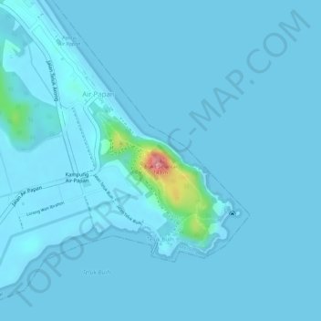 Mapa topográfico Selantai Hill, altitud, relieve