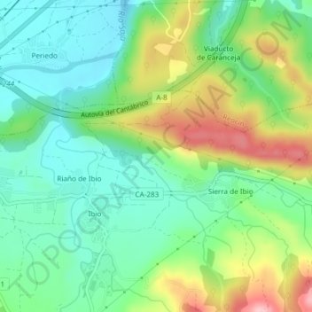Mapa topográfico Caseríos, altitud, relieve