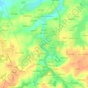 Mapa topográfico Bel Air, altitud, relieve