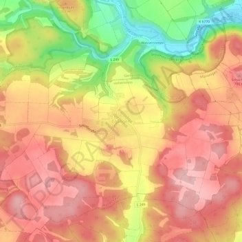 Mapa topográfico Eglingen, altitud, relieve