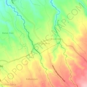Mapa topográfico Pantihan IV, altitud, relieve