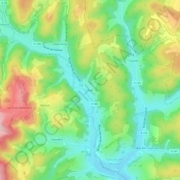 Mapa topográfico Buis, altitud, relieve