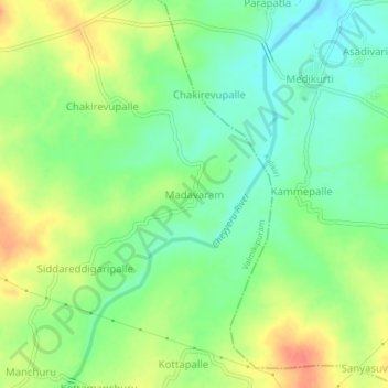 Mapa topográfico Madavaram, altitud, relieve