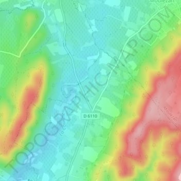 Mapa topográfico Fenouiller, altitud, relieve