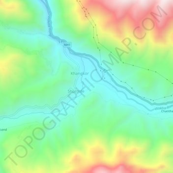 Mapa topográfico Katyok, altitud, relieve