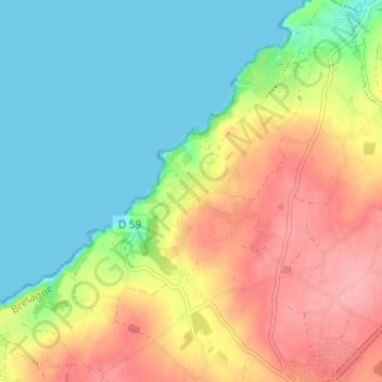 Mapa topográfico La Cotentin, altitud, relieve