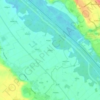 Mapa topográfico Polsing, altitud, relieve