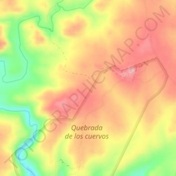 Mapa topográfico Quebrada de los Cuervos, altitud, relieve
