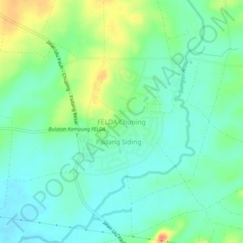 Mapa topográfico FELDA Chuping, altitud, relieve