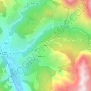 Mapa topográfico Villard Haut, altitud, relieve