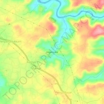 Mapa topográfico Aayampara, altitud, relieve