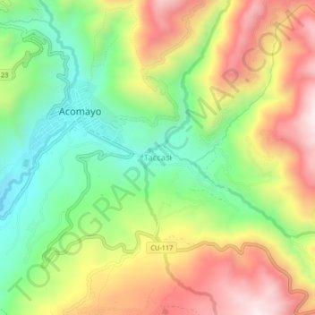 Mapa topográfico Taccasi, altitud, relieve