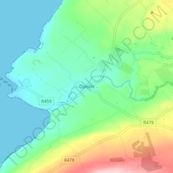 Mapa topográfico Doolin, altitud, relieve