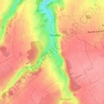 Mapa topográfico Rogeant, altitud, relieve