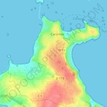 Mapa topográfico Poullout, altitud, relieve