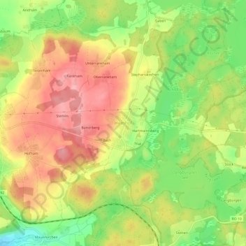 Mapa topográfico Hemhof, altitud, relieve