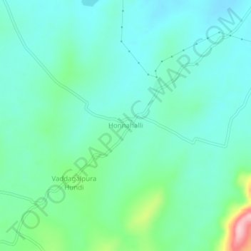 Mapa topográfico Honnahalli, altitud, relieve