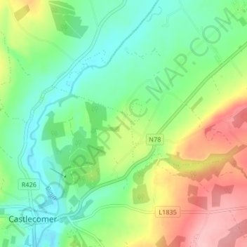 Mapa topográfico Finsboro, altitud, relieve