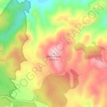 Mapa topográfico Mont-mayor, altitud, relieve