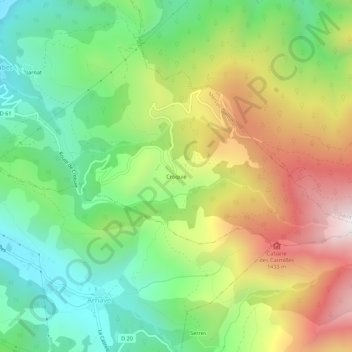 Mapa topográfico Croquié, altitud, relieve