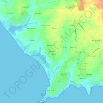 Mapa topográfico Trevignon, altitud, relieve
