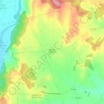 Mapa topográfico Villavente, altitud, relieve