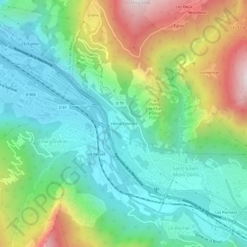 Mapa topográfico Villard-Clément, altitud, relieve