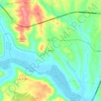 Mapa topográfico Secorio, altitud, relieve