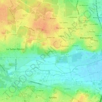 Mapa topográfico Le Lout, altitud, relieve