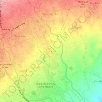 Mapa topográfico San Jose, altitud, relieve