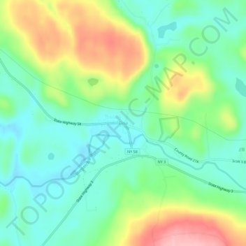 Mapa topográfico Fine, altitud, relieve