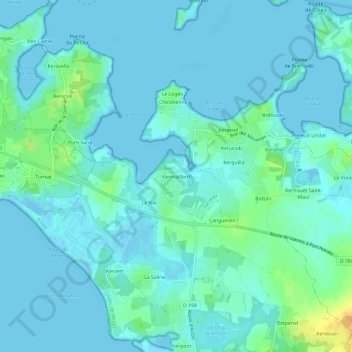 Mapa topográfico Kermaillard, altitud, relieve