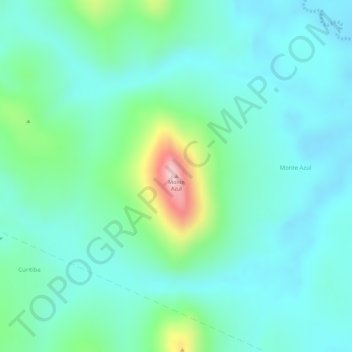 Mapa topográfico Monte Azul, altitud, relieve