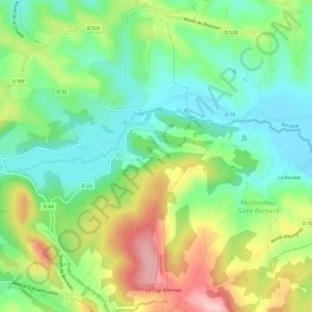 Mapa topográfico Esbayles, altitud, relieve
