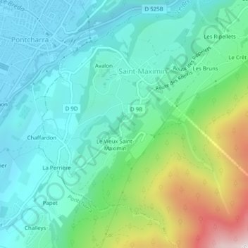 Mapa topográfico L'Échinal, altitud, relieve