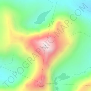 Mapa topográfico Rondslottet, altitud, relieve