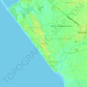 Mapa topográfico Beneg, altitud, relieve