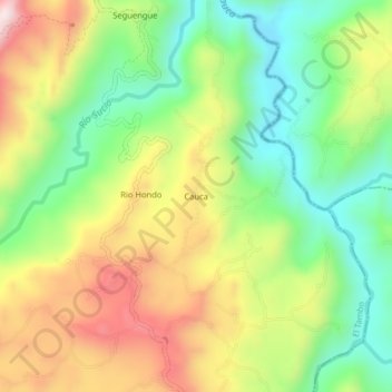 Mapa topográfico Cauca, altitud, relieve