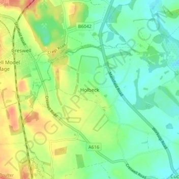 Mapa topográfico Holbeck, altitud, relieve