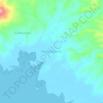 Mapa topográfico Parian-Baunoh, altitud, relieve