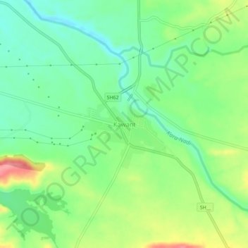 Mapa topográfico Kawant, altitud, relieve